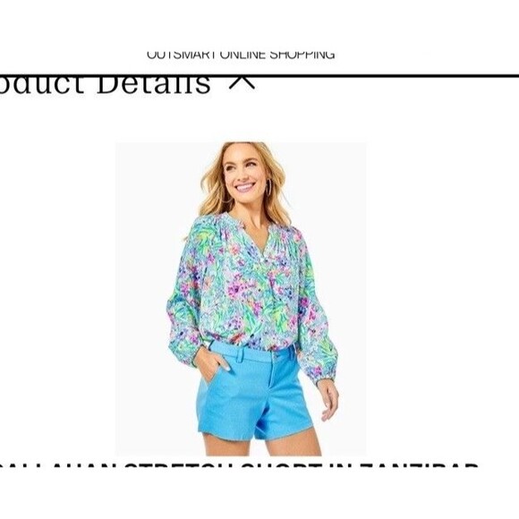Lilly Pulitzer 5" Callahan Stretch Short In Zanzibar Blue Size 0‎ Summer - Picture 10 of 10